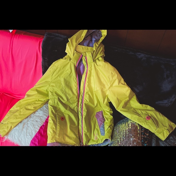 Kids Spyder Chartreuse Jacket size 12 - Picture 8 of 9